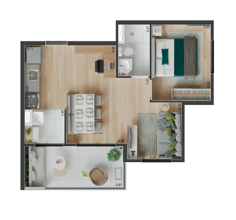 Peak Vila Olímpia: 1 dorm 44m² opção