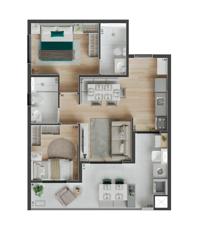 Peak Vila Olímpia: 2 dorm 61m²