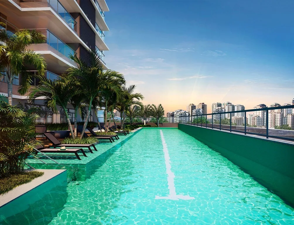 Place Klabin: Piscina adulto com deck molhado