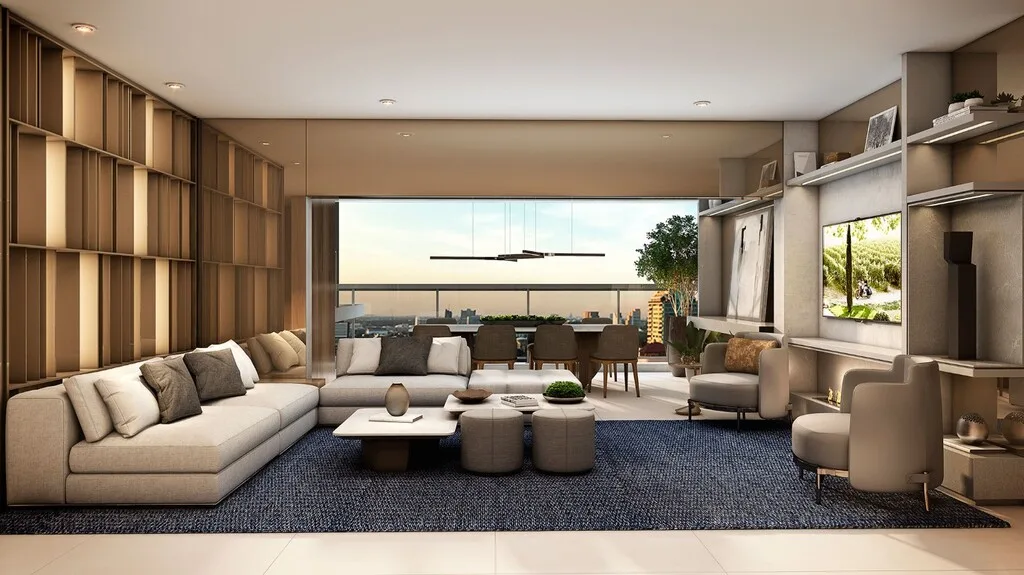 Place Klabin: Living do Apto. de 136m²