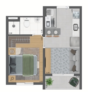 Plano&Nova Espraiada: 1 dorm 27m²