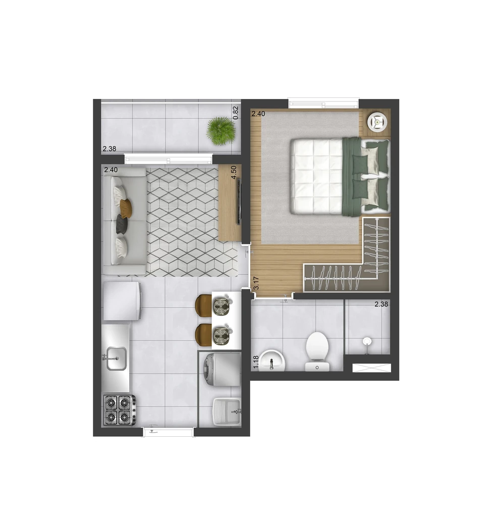 Plano&Park Santo Amaro Fase 1: 1 dorm 27m²