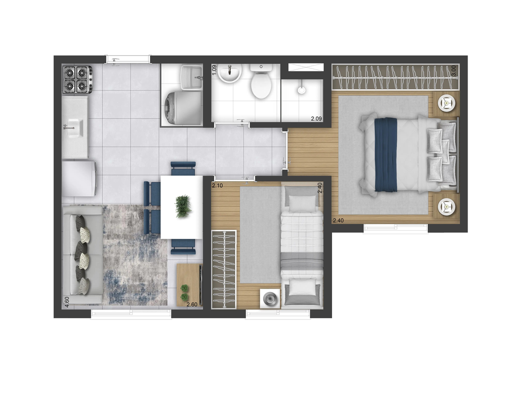 Plano&Park Santo Amaro Fase 1: 2 dorm 33m²