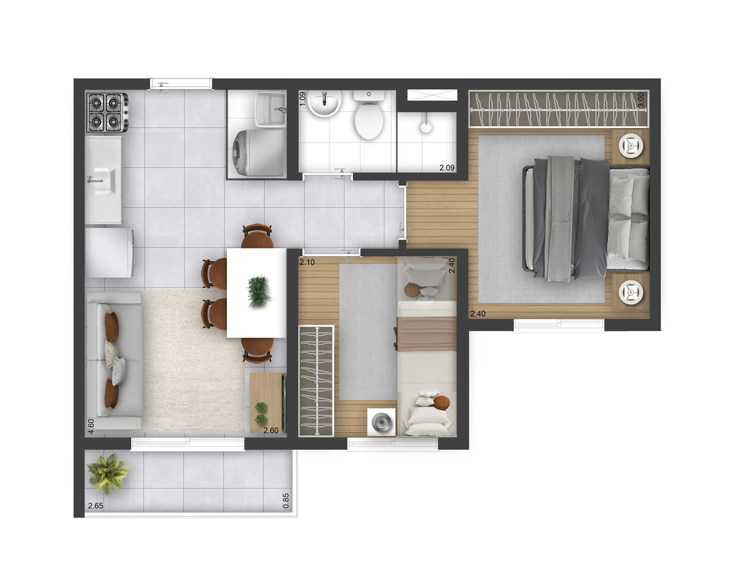 Plano&Park Santo Amaro Fase 1: 2 dorm 35m²