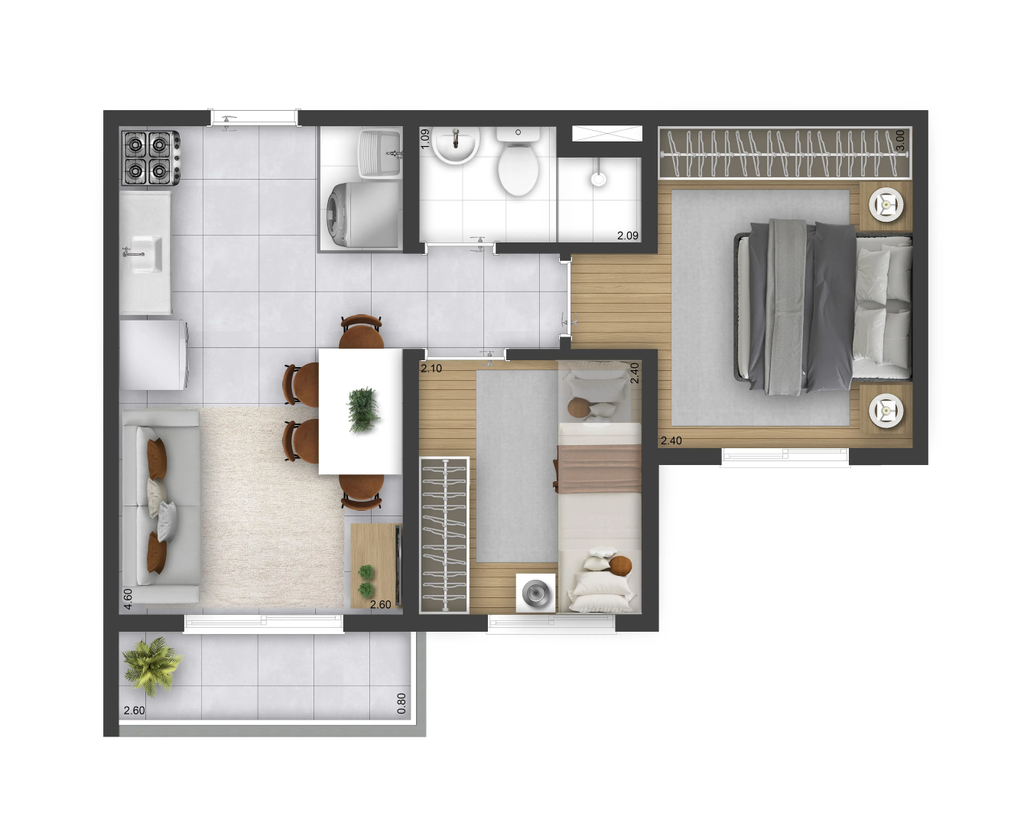Plano&Vista Santo Amaro: 1 dorm 35m²