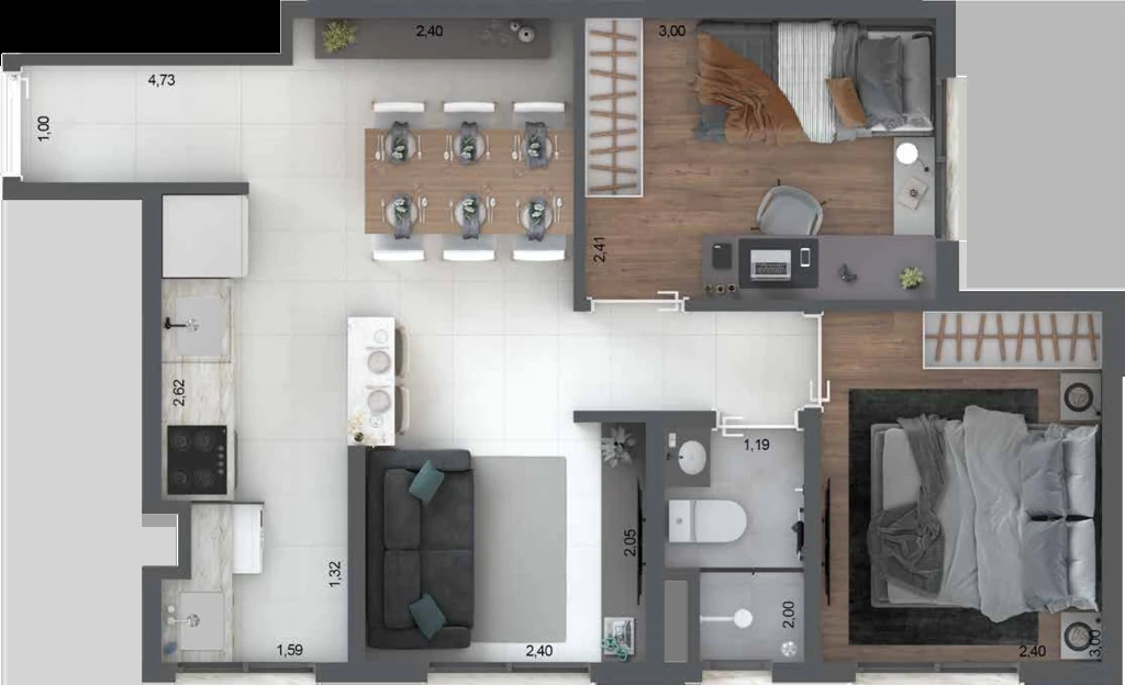 Pleno Sacomã: 2 dorm 45m²