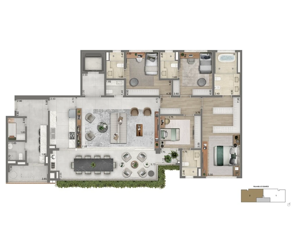 Portrait Parque do Ibirapuera: 4 dorm 232m²