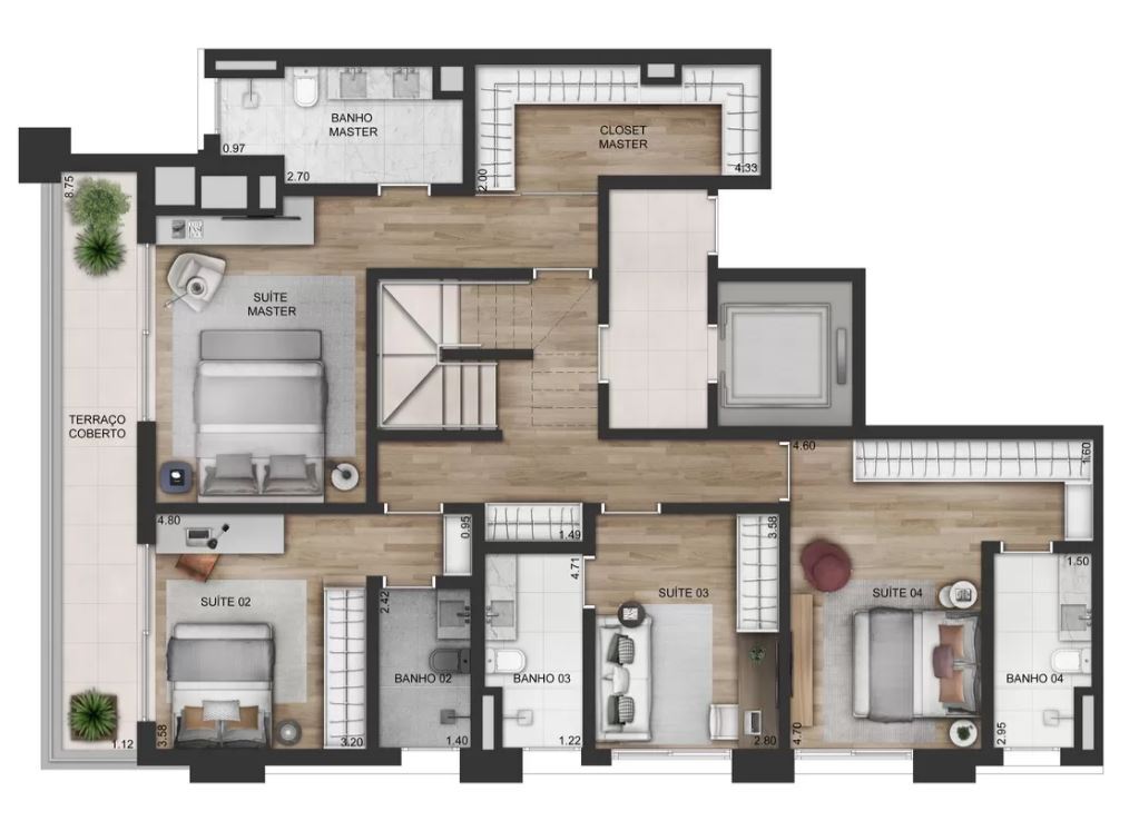 Praça Lindenberg Clodomiro: 4 dorm 358 39m² cobertura duplex superior