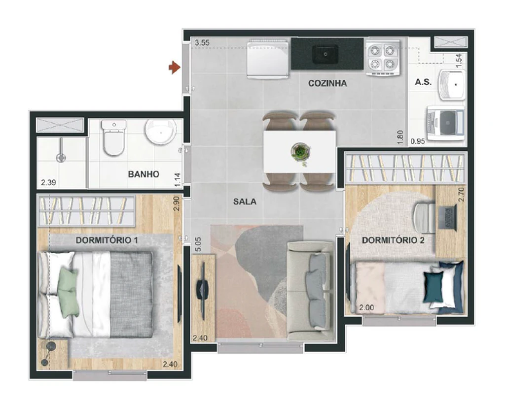 Praça Santo Antônio: 2 dorm 35m²