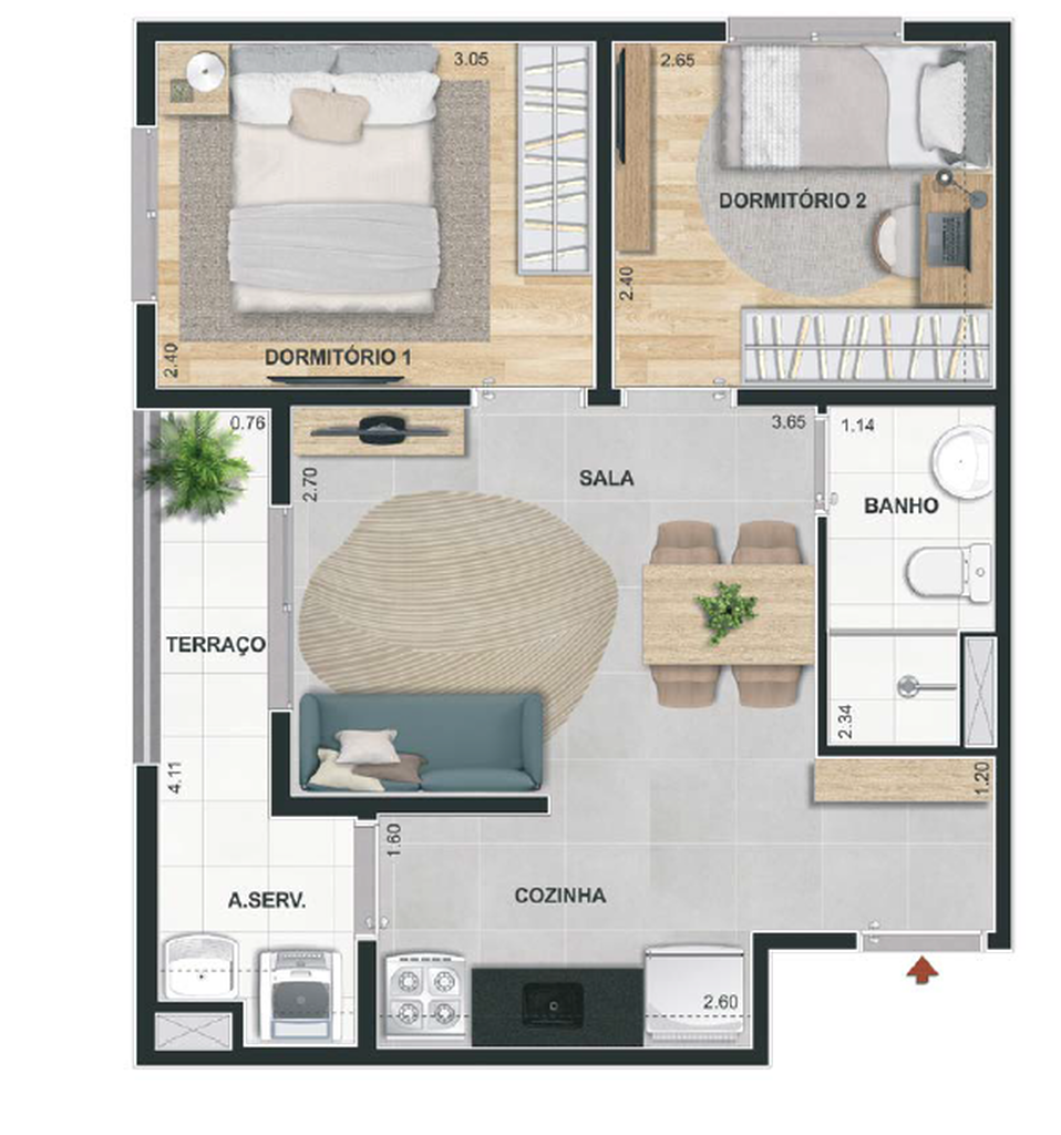 Praça Santo Antônio: 2 dorm 42m²