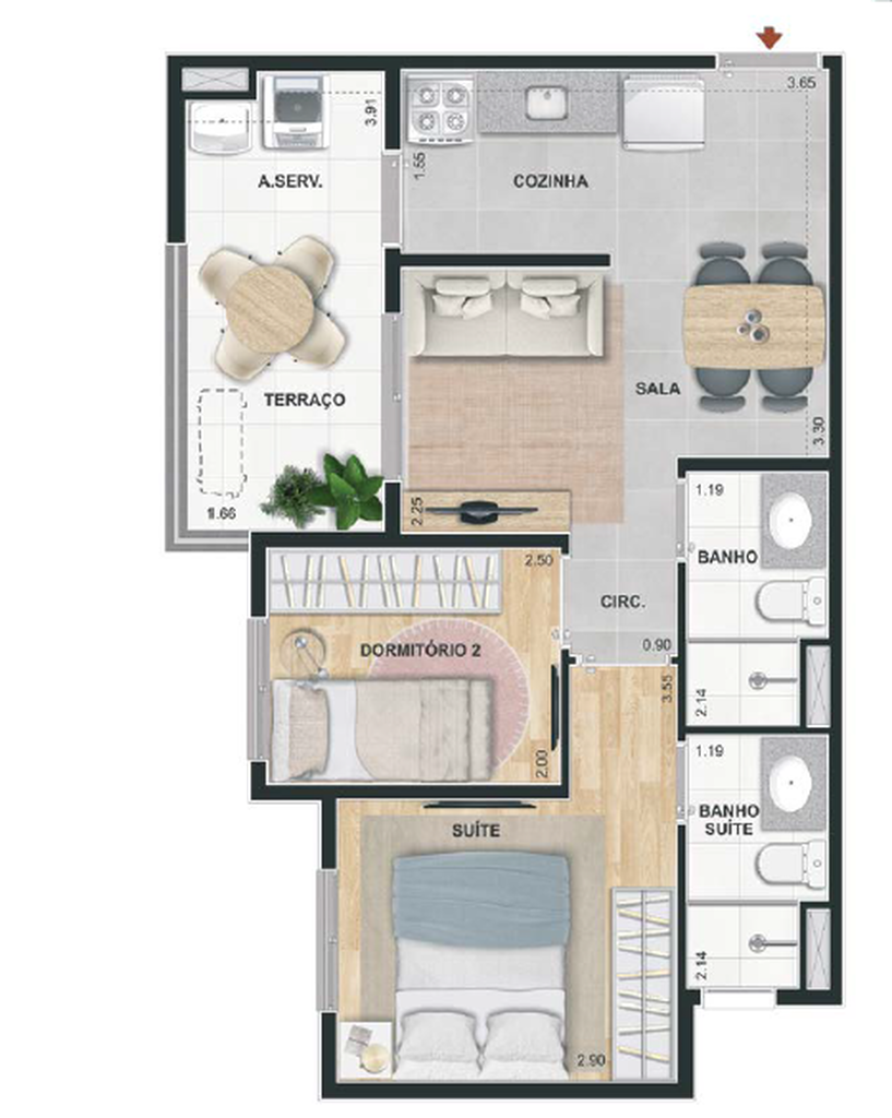 Praça Santo Antônio: 2 dorm 44m²