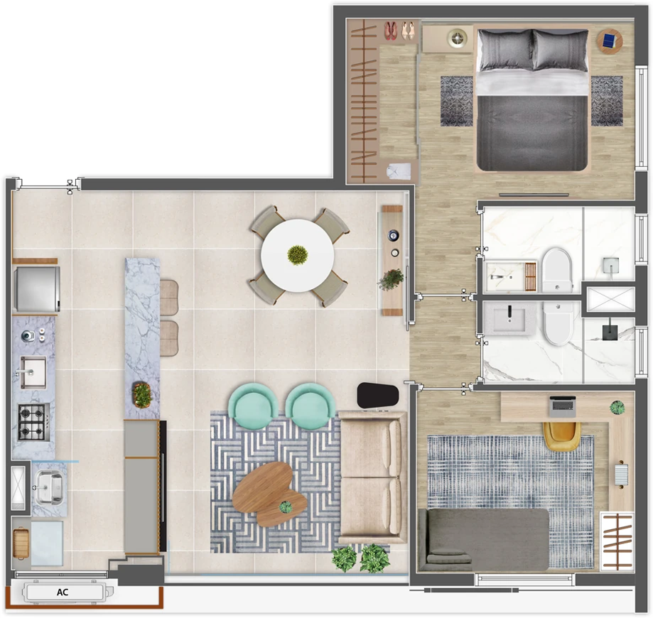 Practical Life Campo Belo II: 2 dorm 68 50m² opção