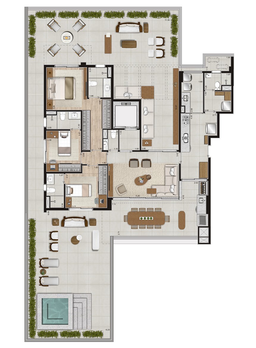 Purity Moema: 3 dorm 295m² garden