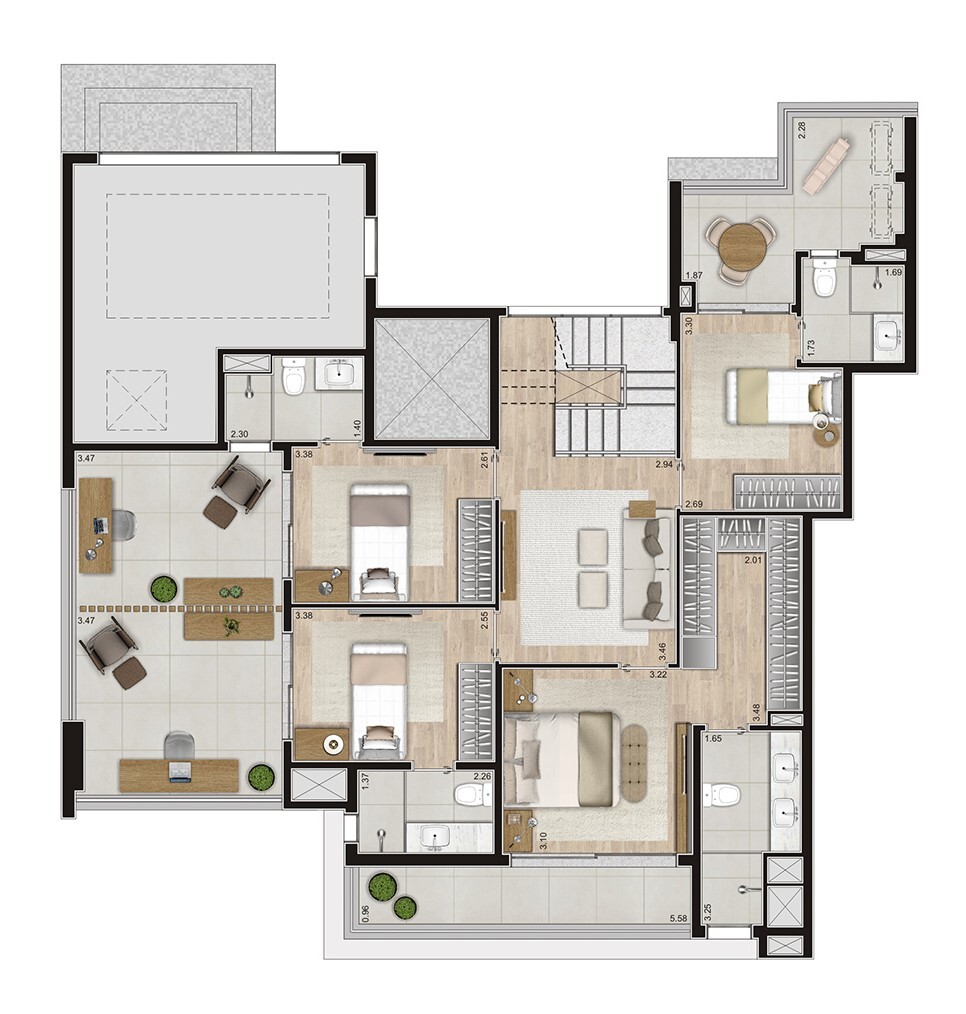 Purity Moema: 4 dorm 295m² cobertura duplex inferior