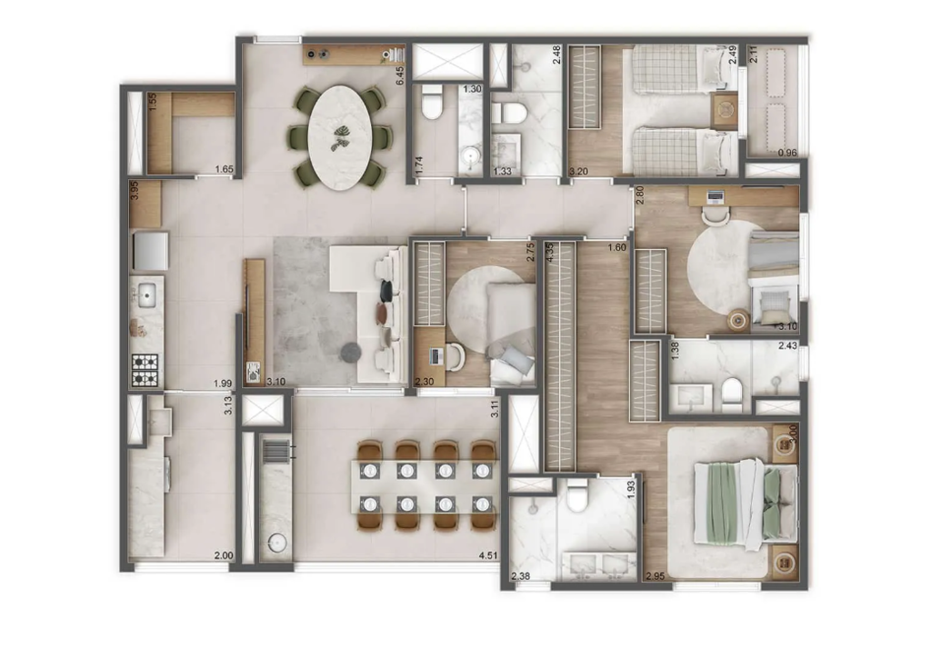 Raízes L’avenir: 4 dorm 125m²