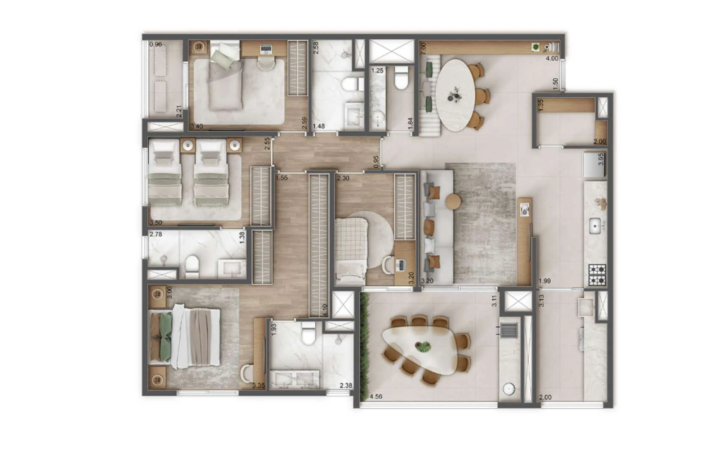 Raízes L’avenir: 4 dorm 132m²