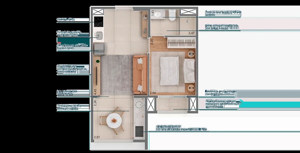 Raízes Premium Campo Belo: 1 dorm 38m²