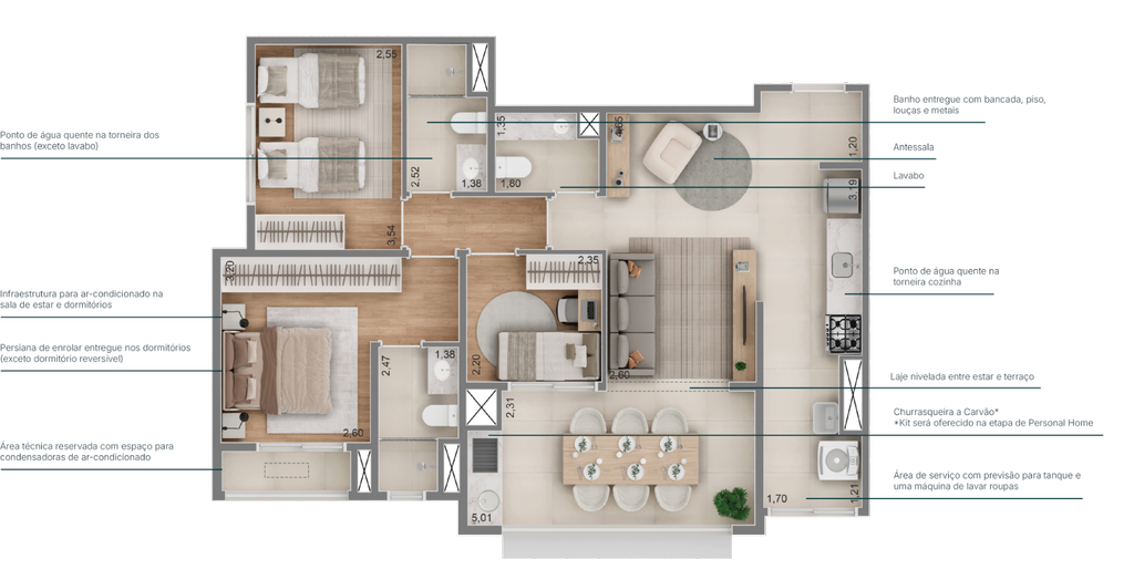 Raízes Premium Campo Belo: 3 dorm 85m²