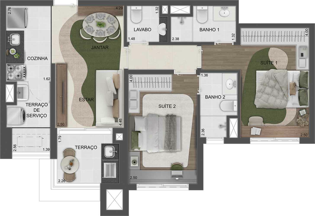Reserva São Caetano Parque: 2 dorm 67m²
