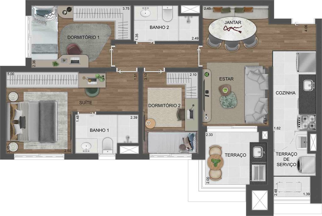 Reserva São Caetano Parque: 3 dorm 76m²