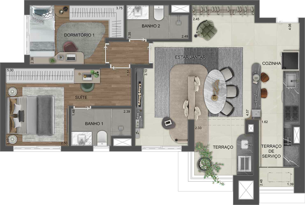 Reserva São Caetano Parque: 2 dorm 76m² opção