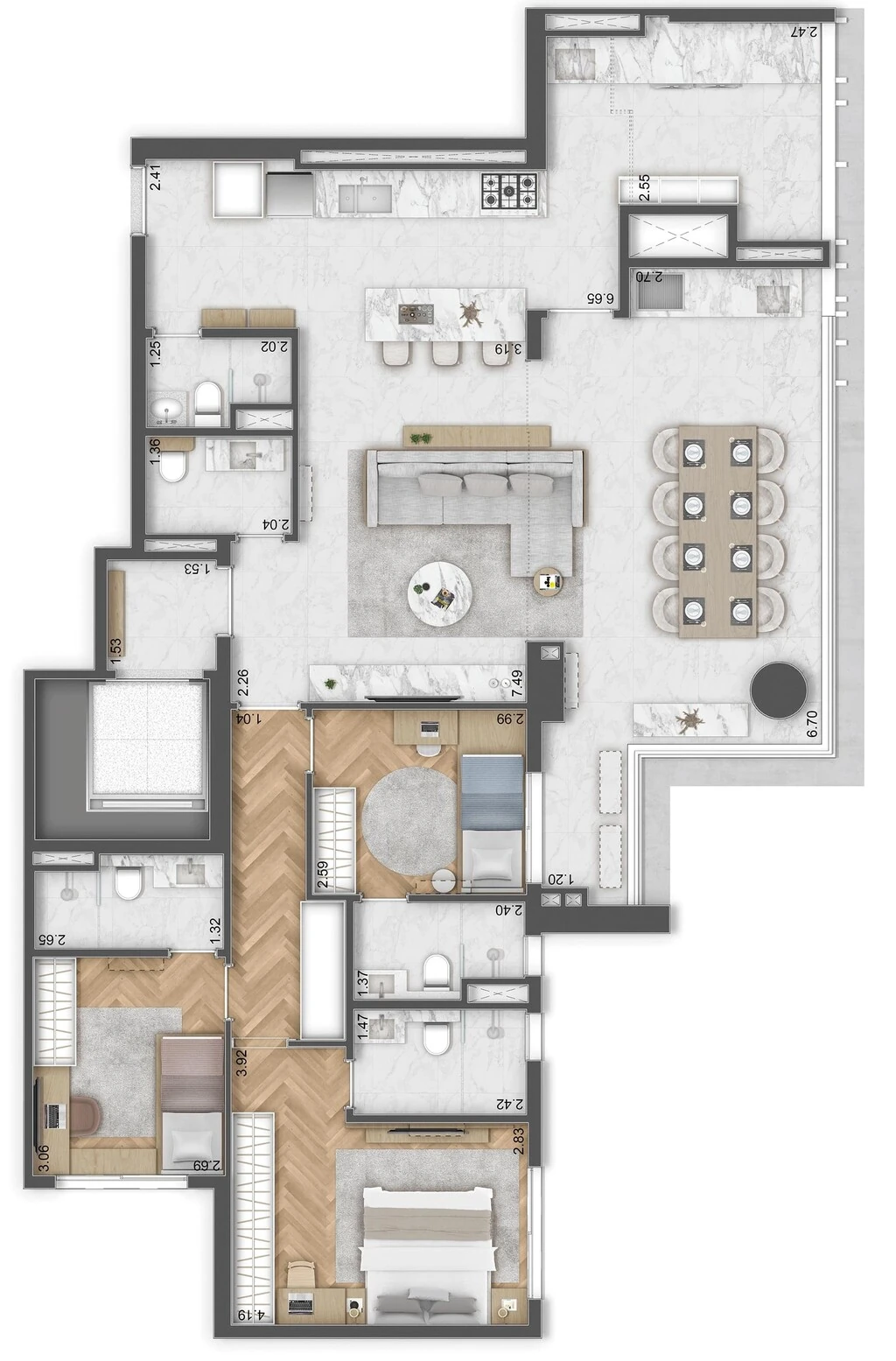 Residence Unik: 3 dorm 144m²