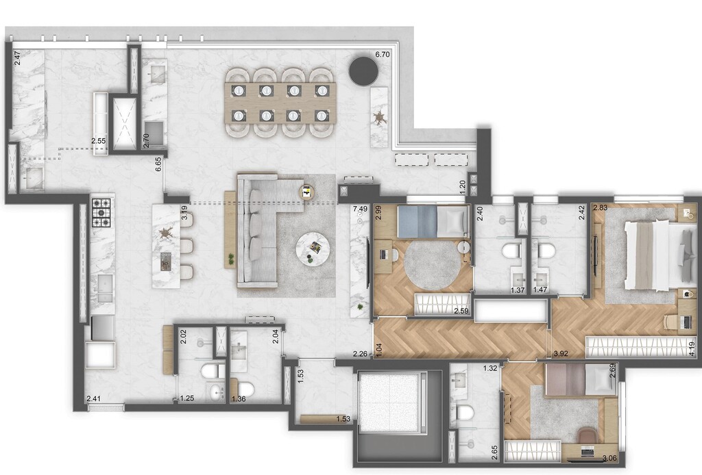 Residence Unik: 3 dorm 144m²