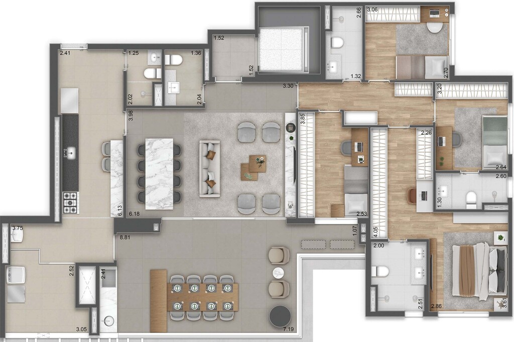 Residence Unik: 4 dorm 177m²