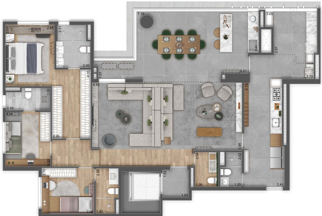 Residence Unik: 3 dorm 177m² opção