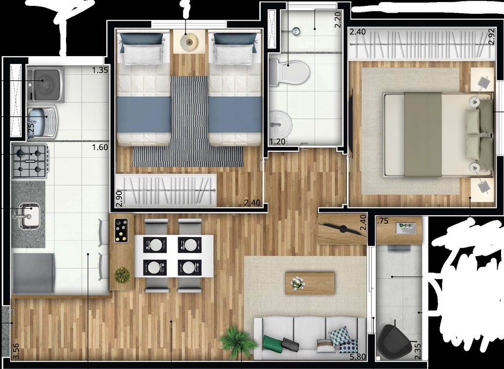 Residencial Panorama São Bernardo Fase 1: 2 dorm 42 13m²