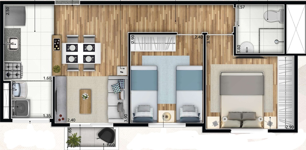 Residencial Panorama São Bernardo Fase 1: 2 dorm 42 04m²