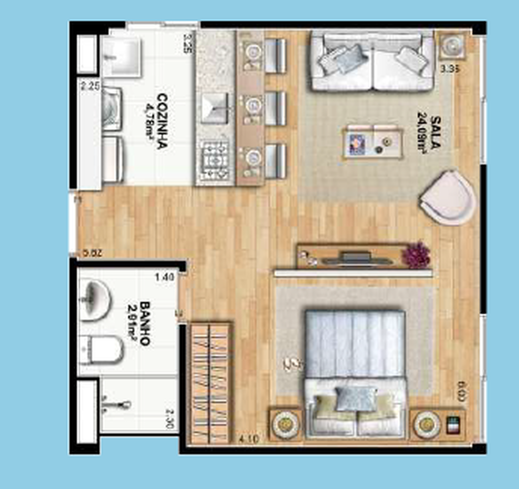 Residencial Pitanga: 1 dorm 36m²