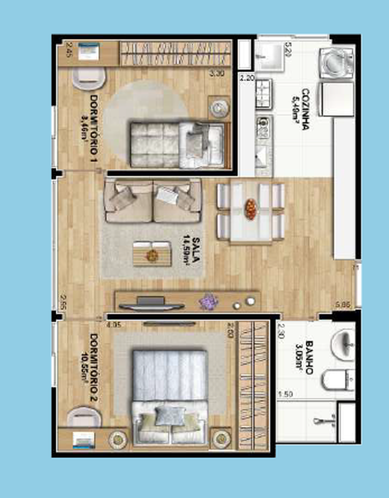 Residencial Pitanga: 2 dorm 47m²