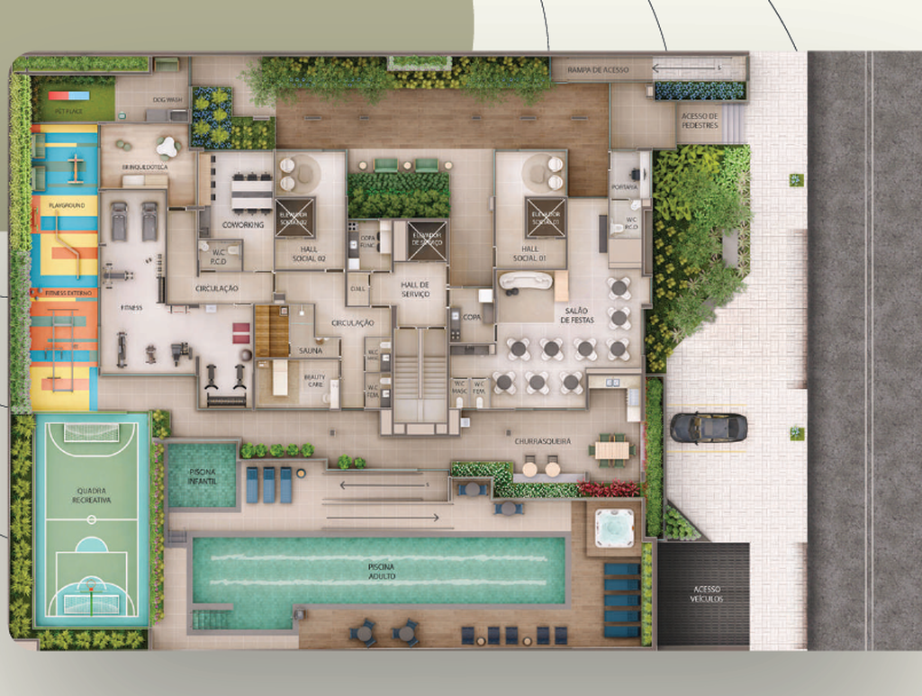 Residencial Pitangueiras: Pavimento térreo
