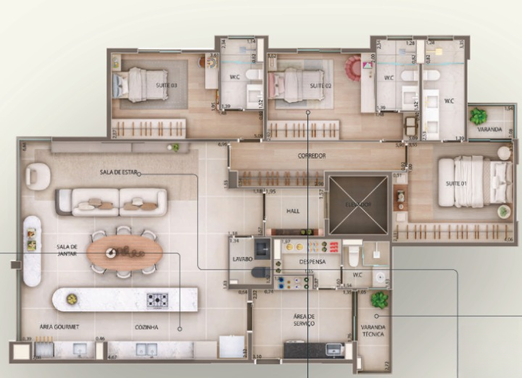 Residencial Pitangueiras: 3 dorm 153m²
