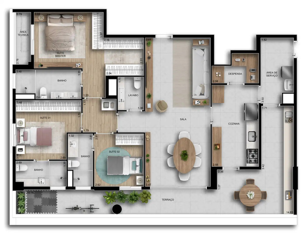Riserva Bosque: 3 dorm 151m²