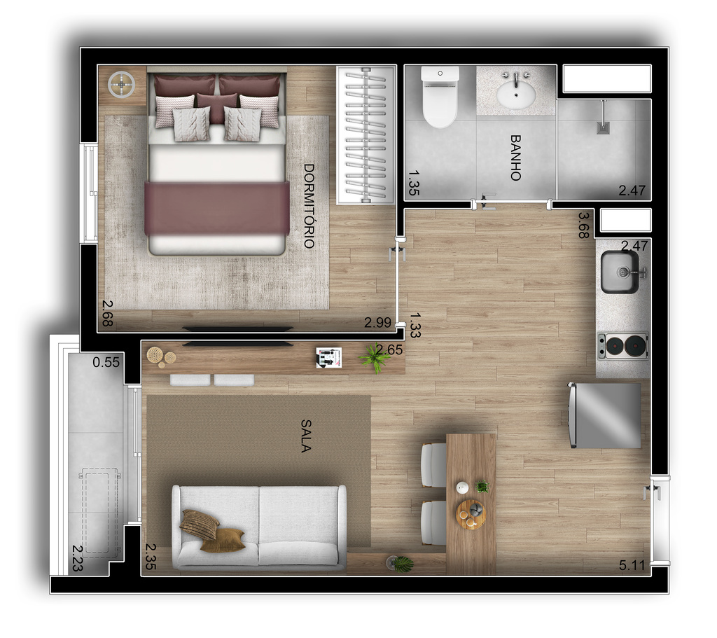 Riserva Horizonte: 1 dorm 31m²