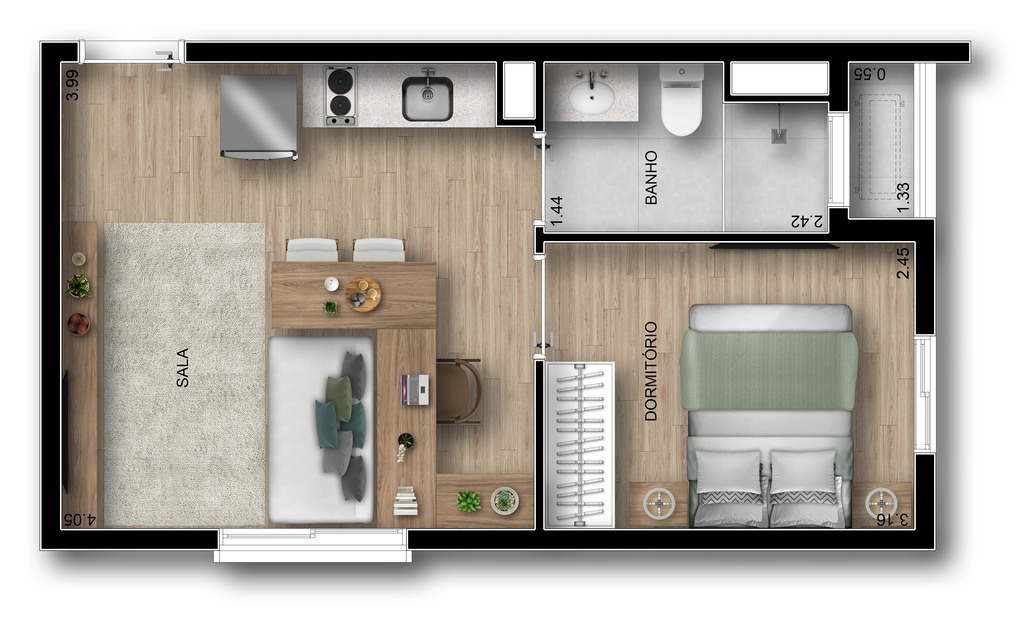 Riserva Horizonte: 1 dorm 32m²