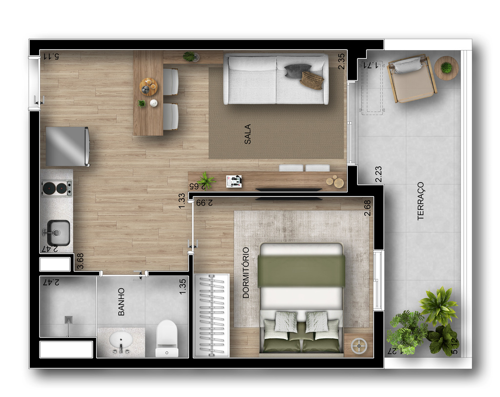 Riserva Horizonte: 1 dorm 38m² garden