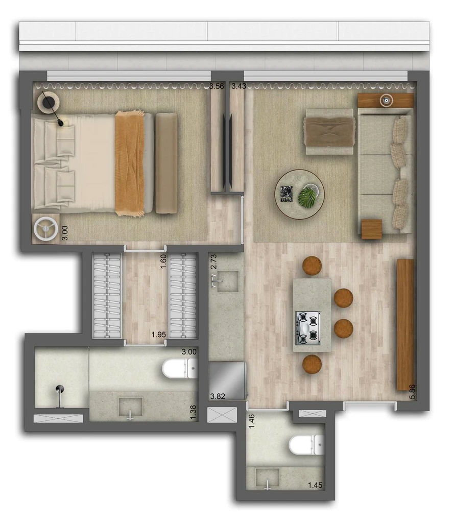 Ritmo Itaim: 1 dorm 53m²