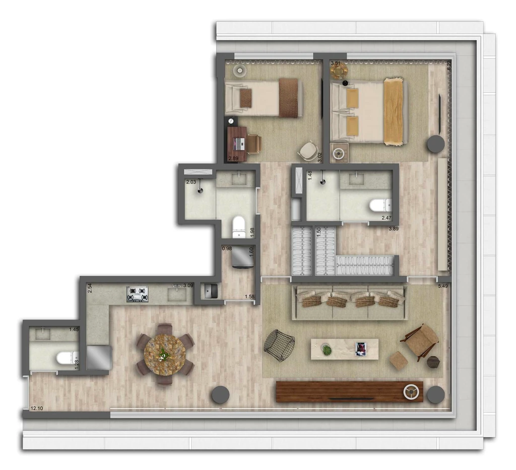 Ritmo Itaim: 2 dorm 114m²