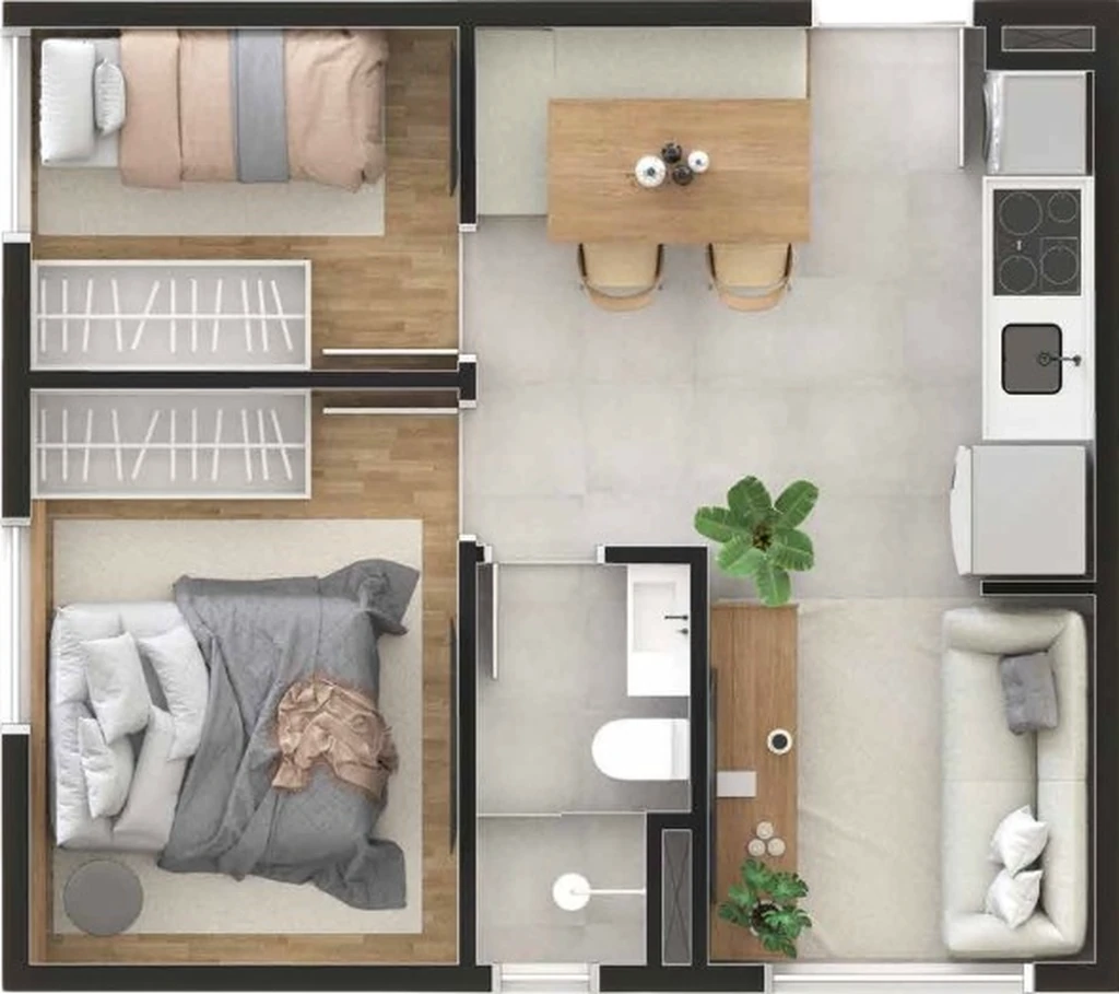 Santo Amaro I: 2 dorm 34 m²