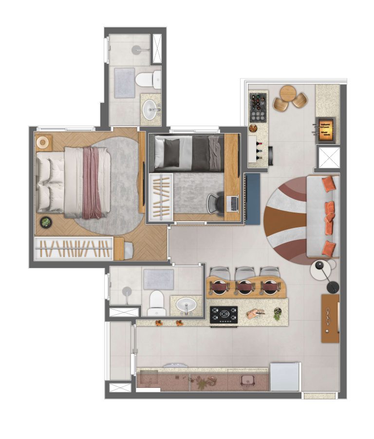 Serenity Campestre: 2 dorm 54m²