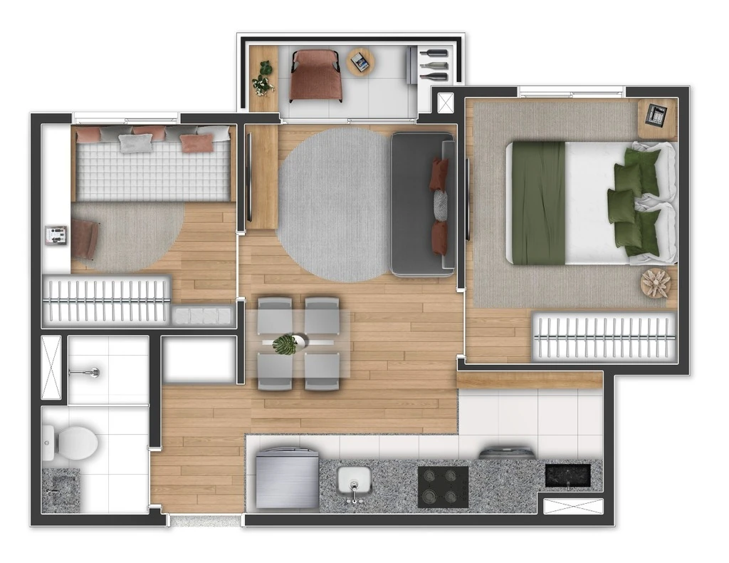 Side Sacomã: 2 dorm 36m²