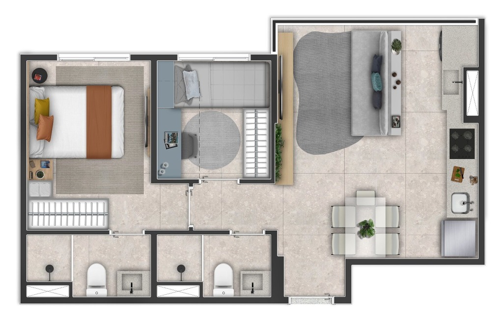 Side Sacomã: 2 dorm 44m²