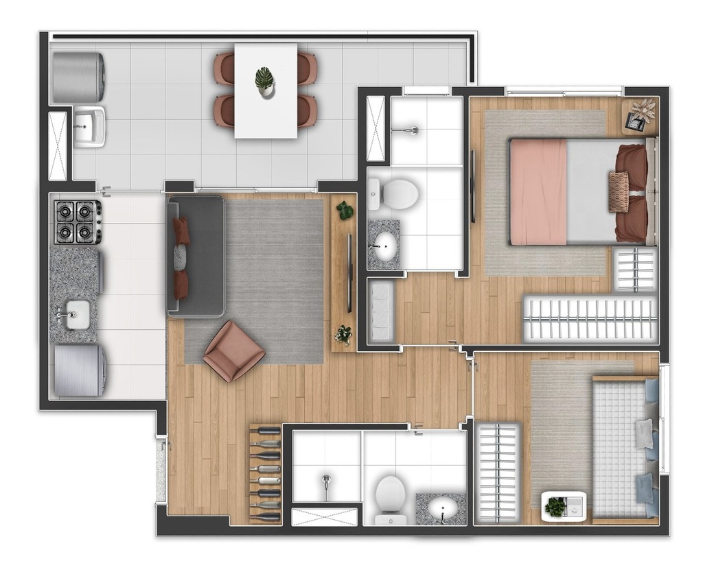 Side Sacomã: 2 dorm 46m²