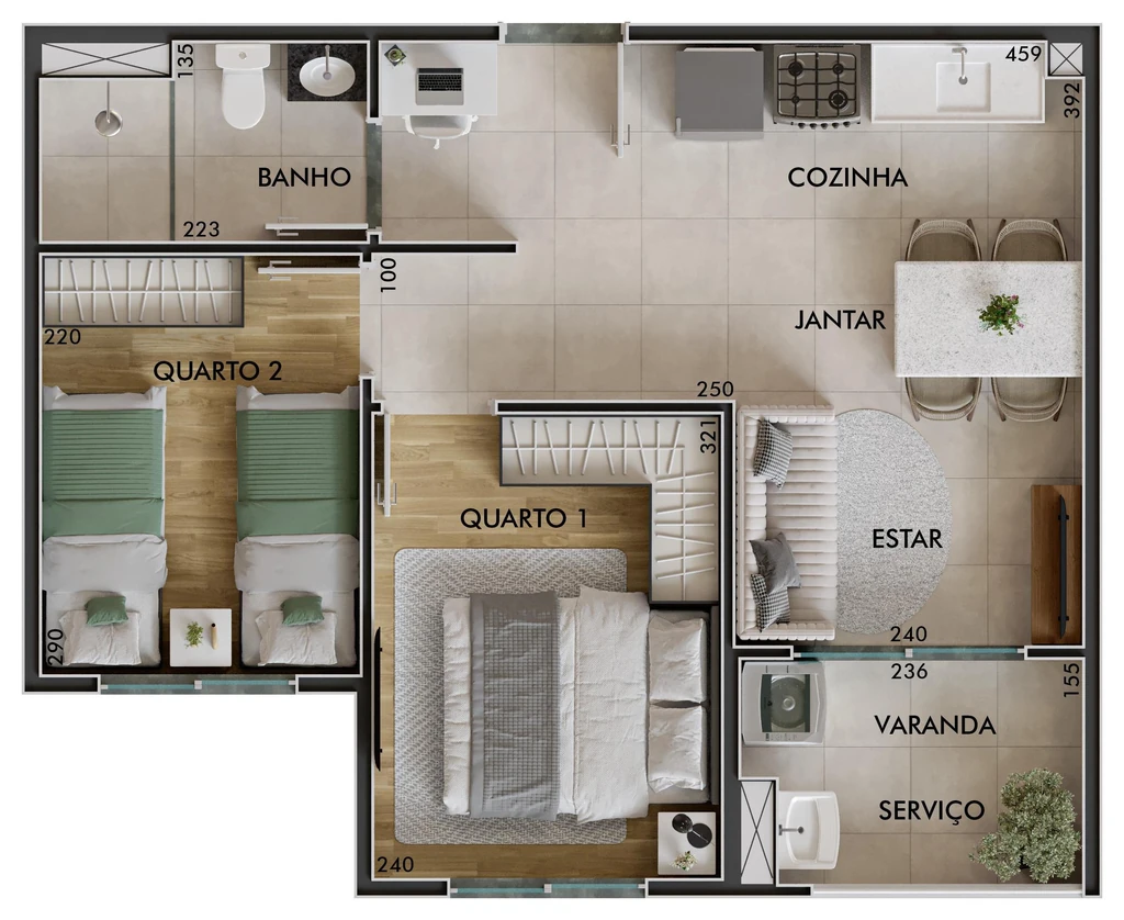 Sinfonia Santo Amaro Fase 1: 2 dorm 41m²