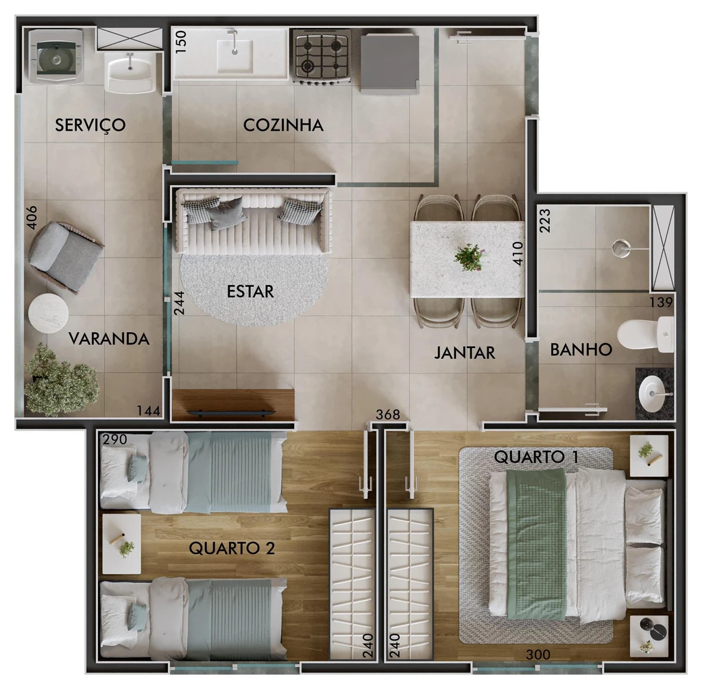 Sinfonia Santo Amaro Fase 1: 2 dorm 42m²