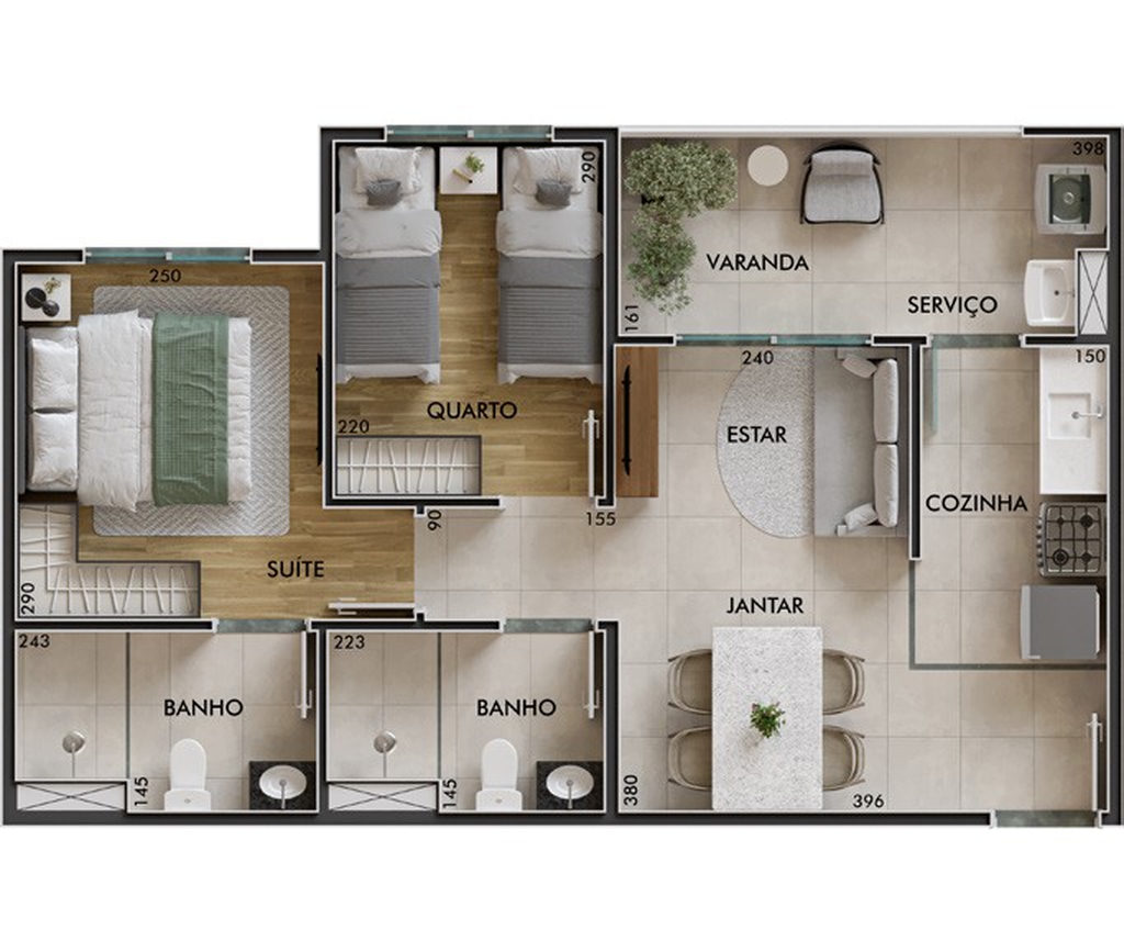 Sinfonia Santo Amaro Fase 2: 2 dorm 49m²