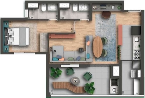 Smart Home Nova Klabin: 1 dorm 63m² opção